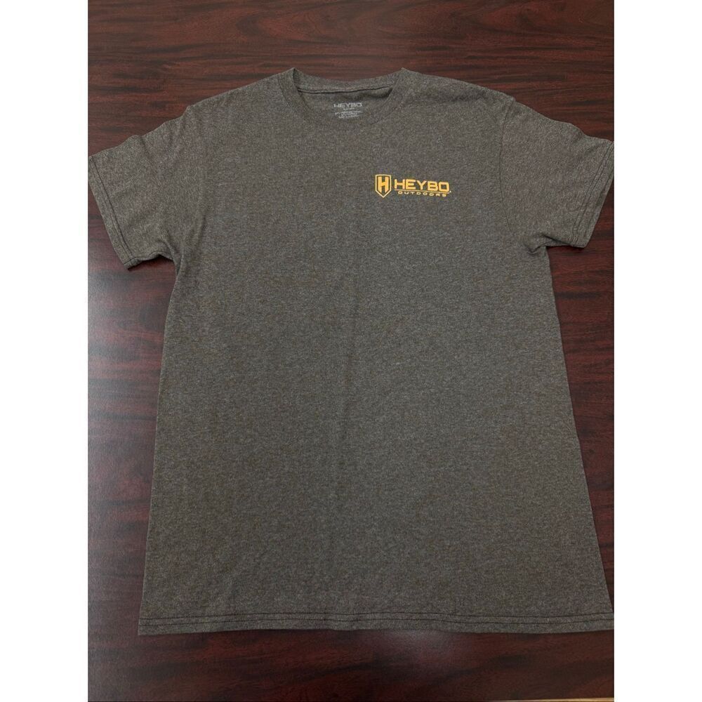HeyBo Mens Brown Short Sleeve Tee with Dog Graphic Size Small